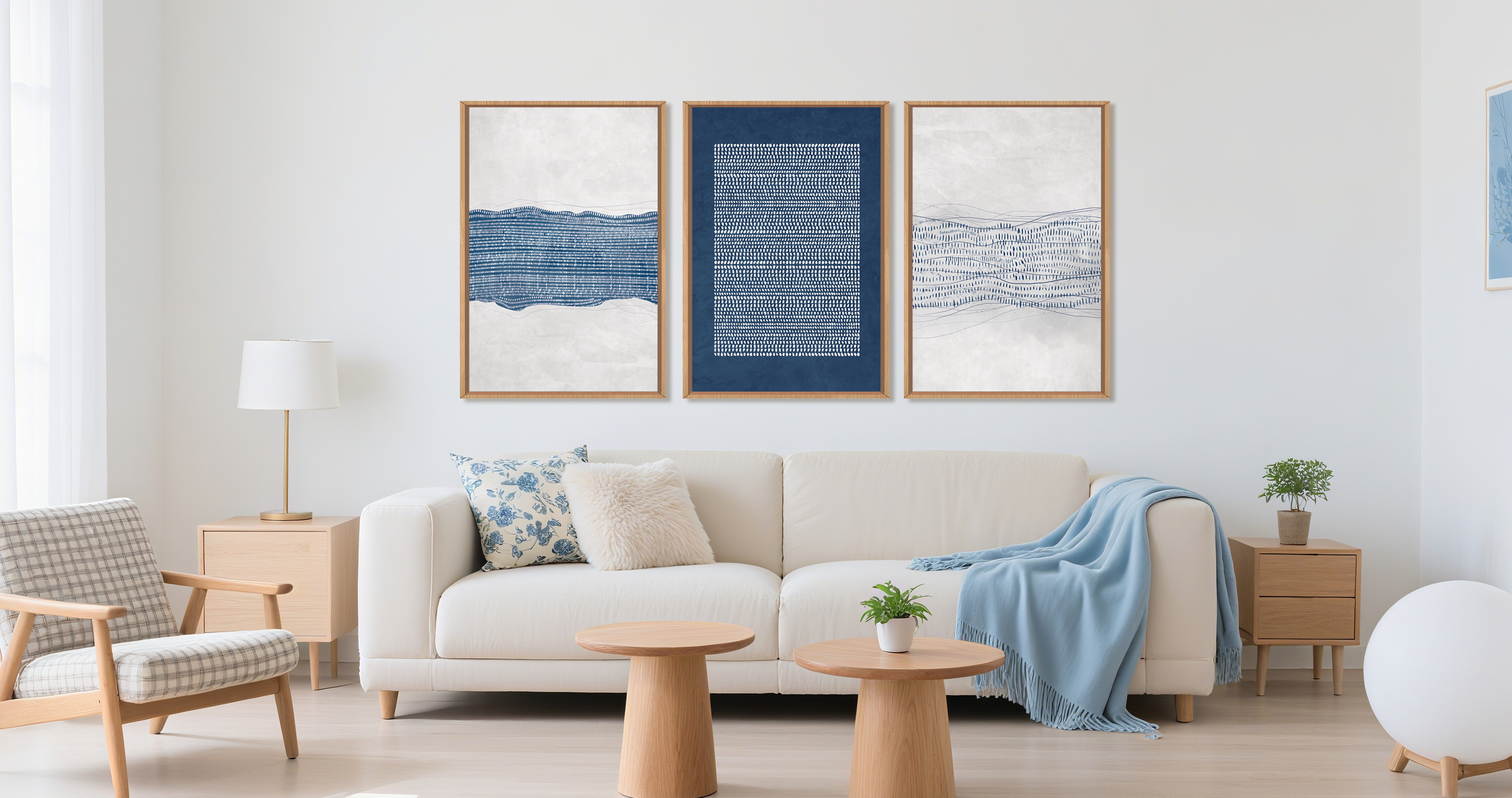 Amazon.com: Aryroi Abstract Navy Blue and White Framed Canvas Wall
